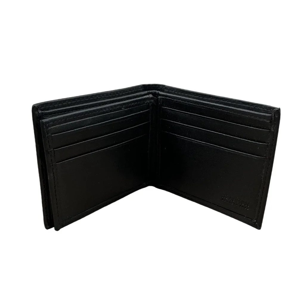 Kenneth‎ Cole Reaction Mens Black Leather Bifold Wallet ID Window Card Case
